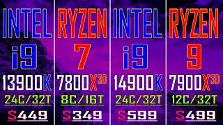INTEL i9 13900K vs RYZEN 7 7800X3D vs INTEL i9 14900K vs RYZEN 9 7900X3D - PC GAMES BENCHMARK TEST |