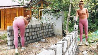 TIMELAPSE: 30 days alone build farm, Build fences with bricks and cement to replace bamboo fences