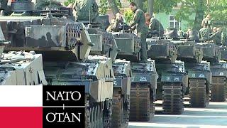 Polen, NATO. Leistungsstarke Leopard 2A5-Panzer während einer alliierten Übung.