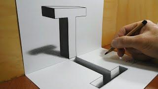 3D Trick Art on Paper, Letter T and its Hole