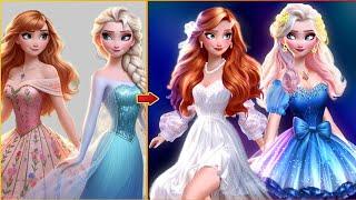 Elsa and Anna Glow up transformation Disney Princess | Frozen | Dolls Dress up into Fashion Cartoon