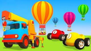 Helper Cars & the balloons. Toy racing cars for kids. Learn colors with car cartoons for kids.