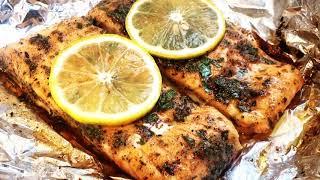 Air Fried Lemon Garlic Salmon in Foil || Cooked from Frozen