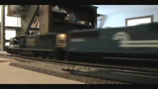 Westbound CSX freight on my Layout WITH CONRAIL!!