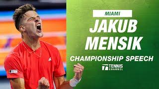 Jakub Mensik Miami Open Champion Speech | 2025 Miami Open