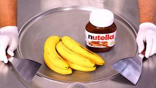 ASMR | How to make Banana & Nutella Ice Cream Rolls | Satisfying & Delicious (no talking)