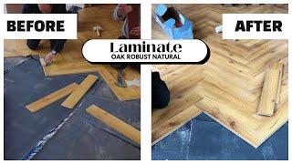 OAK ROBUST NATURAL LAMINATE HERRINGBONE FLOORING - FULL INSTALLATION