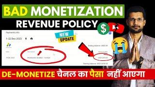 New Monetization Revenue Policy | De-Monetize चैनल का पैसा नहीं आएगा