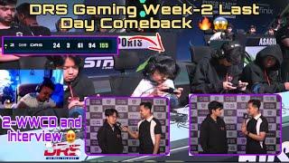DRS Gaming Week-2 Last Day Comeback  DRS Gaming 2 WWCD ️ Interview And Reaction 