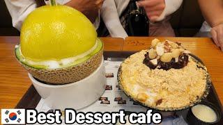 [Korea33] Best Korean BINGSU dessert cafe??? Melon & Red bean shaved ice!!