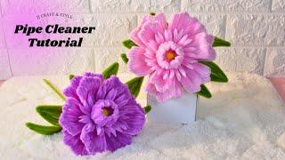 DIY FLOWER | How to make flower with pipe cleaners | Paeonia Lactiflora