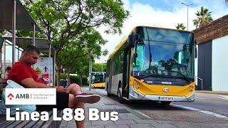 Line L88 Bus - Barcelona, Spain - Complete trip