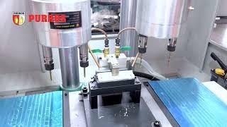 Two spindles automatic drilling and tapping machine for hinges