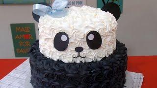 Bolo Panda de Chantilly  - Como fazer bolo de andar - Como montar e prensar bolo na forma