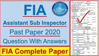 FIA Assistant Sub Inspector MCQs, FIA ASI OTS Past Papers, FIA Test Preparation, FIA Jobs 2021,