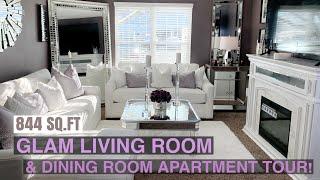 TOUR MY SMALL 844 SQ.FT GLAM APARTMENT‼️ LIVING & DINING ROOM