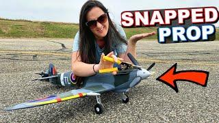 Will this RC PLANE Fly with a BROKEN PROP?? - Dynam Spitfire WARBIRD - TheRcSaylors