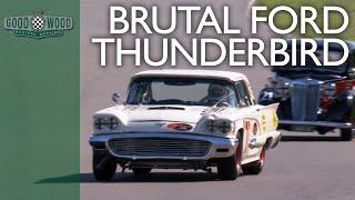 Romain Dumas slides ludicrous giant Ford Thunderbird round Goodwood