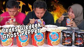 MUKBANG 10 CUP POP MIE PEDES GLEDEK & GHOST PEPPER