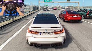 Illegal Street Racing BMW M3 G80 Competition Convoy in Heavy Traffic! - Assetto Corsa | Thrustmaster