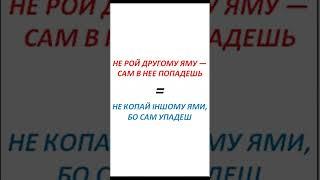 Як буде українською «Не рой другому яму — сам в нее попадешь»? #прислів #приказки