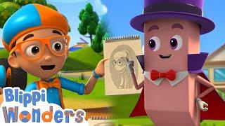 Blippi draws and meets Ernie the Eraser  ! | Blippi Wonders Educational Videos for Kids