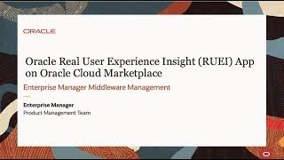 Oracle Real User Experience Insight on Oracle Cloud Marketplace