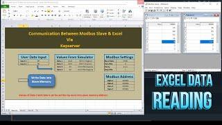 Data Reading on Excel of Modbus Slave simulator via KepserverEX