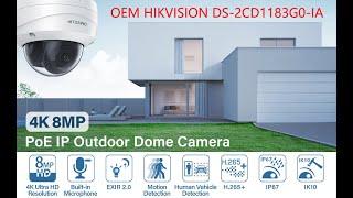 Hikvision 4K 8MP Outdoor PoE Dome IP Camera (oem DS-2CD1183G0-IA )