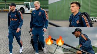  Lisandro Martinez, Eriksen with Man United stars ARRIVE in Oslo for Atletico Madrid game ,Ten Hag