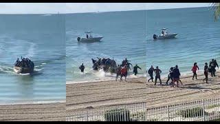 Con gritos de alegría desembarcan 19 balseros cubanos en Key Colony Beach, Florida