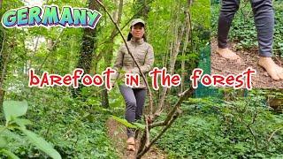 barefoot walking entertainment in the forest in germany