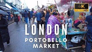 London Famous Portobello Market Walking Tour | 4K 60fps
