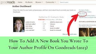 How To Add A Book You Wrote To Your Goodreads Author Profile