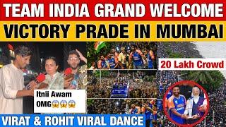 OMG Team IND Victory Prade in Mumbai 20 Lakh Crowd || Rohit & Virat Dance || Pakistani Reaction