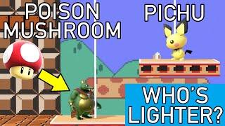 Smash Bros Ultimate - Who is lighter than Pichu when using a Poison Mushroom?