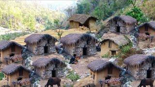 Beautiful Nepali Mountain Village Life of Nepal | Most Peaceful And Relaxing Village Life |Rainy Day