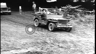 Generals Dwight Eisenhower and Omar Bradley visit US 2nd Infantry Division in Fra...HD Stock Footage