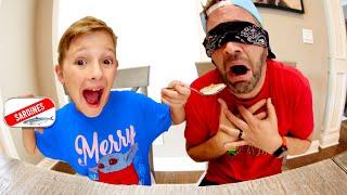 FATHER SON WEIRD FOOD TASTE TEST 4!