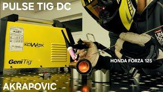 Tig welder Kowax GeniTig 210 DC LCD and muffler for exhaust db killer akrapovic Honda Forza 125