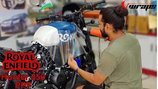 Royal Enfield Hunter 350 Lamination / PPF Installation | Hunter modification @VwrapsSikar