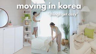 Moving into my *dream* korean apartment | making changes, cozy decor + new lighting