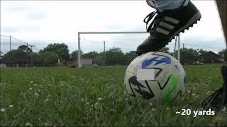 Slow, middle-aged man tries to practice soccer free kicks