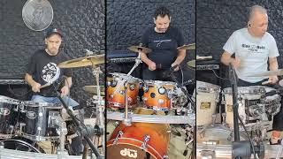 Daniel Freitas , Cristiano Silva e Celso de Almeida playing Drums