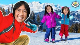 Ryan, Emma, and Kate Hit the Slopes! ️ Snowboarding Fun Family Adventure!