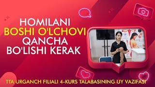 HOMILANI BOSHI O'LCHOVI QANCHA BO'LISHI KERAK TTA URGANCH FILIALI 4-KURS TALABASINING UY VAZIFASI