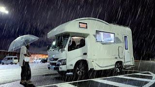 【大雨の車中泊】土砂降りでも美しい長野旅｜バラと棚田とモチモチおやき｜キャンピングカー車中泊