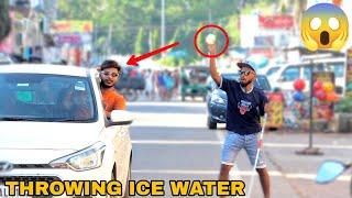 Throwing Ice Water Balloons At People Prank! || MOUZ PRANK