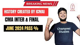 History Created By ICMAI | CMA Exam June 2024 Pass Percentage | CMA Inter & Final June 2024 pass %