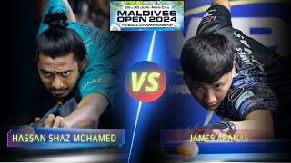 HASSAN SHAZ MOHAMED VS  JAMES ARANAS  | MALDIVES OPEN 2024 10 BALL CHAMPIONSHIP  #highlights